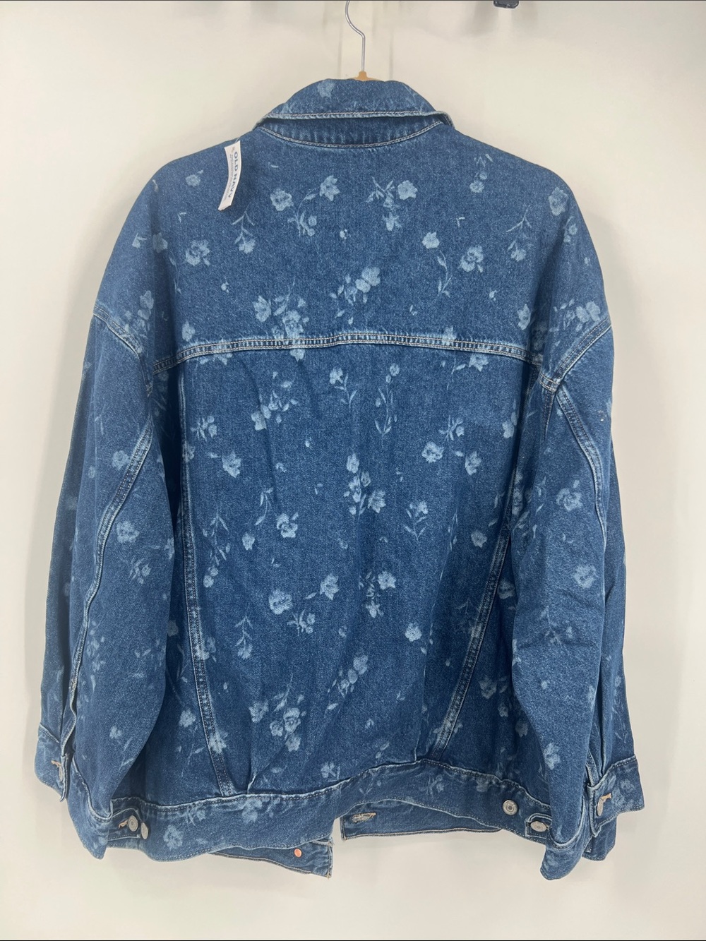 Dark Blue Floral Denim Jacket XL - Picture 7 of 8